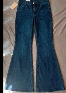Flared Blue Denim Jeans