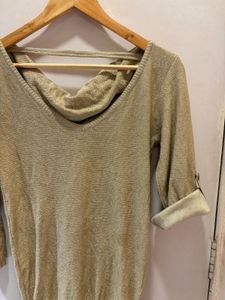 Elegant Gold shimmery V Neck Top