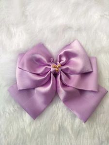 2 Large Lavender Satin Bow Hair Clip