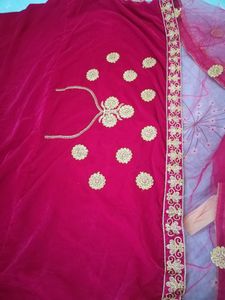 Beautiful Bridal Velvet Lahnga