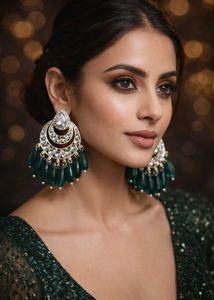 Emerald Green Chandbali Earrings