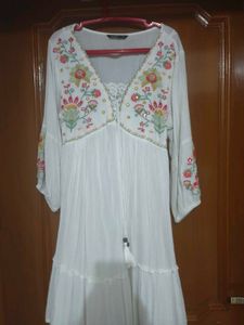 Embroidered Boho White Dress
