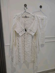Elegant White Kurta Set with Embellishments