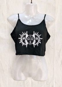 18286. Unique Sun &amp; Moon Graphic Crop Top