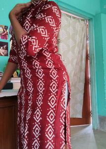 Maroon Geometric Print Kurta