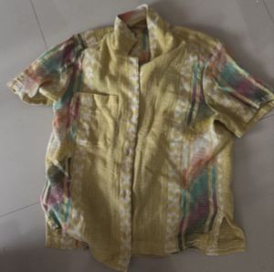 Yellow Patterned Short Sleeve Shirt