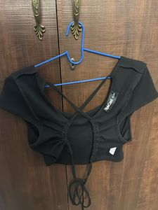 Black Crop Top with Strappy Back