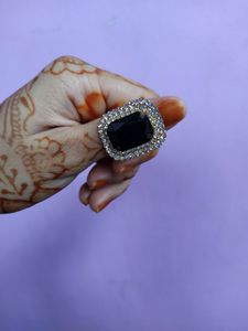 Black Stone Ring Beautifully Designed With Diamonds *PARCEL OPENING VIDEO IS MUST*
