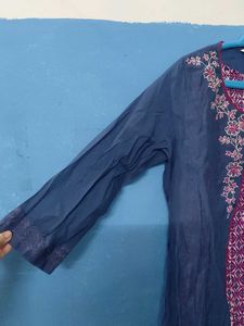 Embroidered Blue Kurta Suit Set