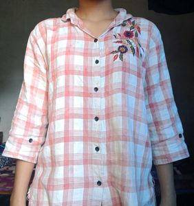 Checked Embroidered Casual Shirt