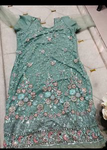 green Embellished Kurta Set