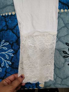 Lace Trim Leggings (White &amp; Black)