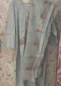 Beautifully Embroidered Light Blue Kurta