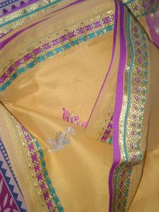 Yellow Saree With Beautiful Design And Blouse