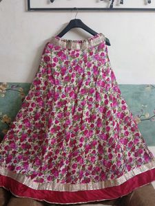 Floral Print Ethnic Skirt with Golden and velvet p