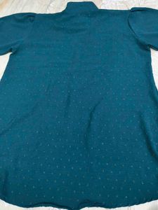 Teal Modest Kurti shirt with Button Detail