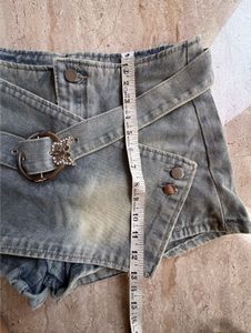 Y2K Style Denim Skirt with Butterfly Buckle
