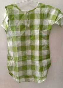 Green & White Checkered Kurta