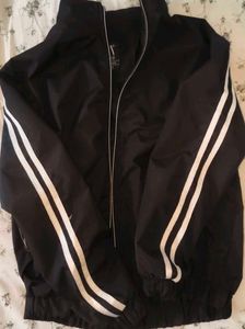 Black Track Jacket with White Stripes