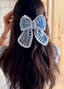 Crocheted Bow Hair Clips - Set of 2