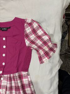 Chic Pink Plaid Button-Up Dress