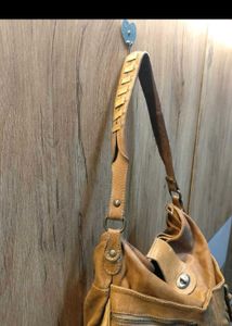 Stylish Tan Leather Hobo Bag