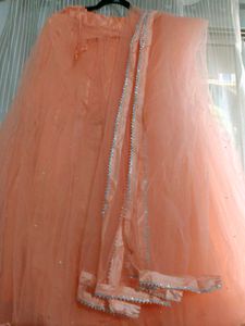 pastel peach/coral lehenga set