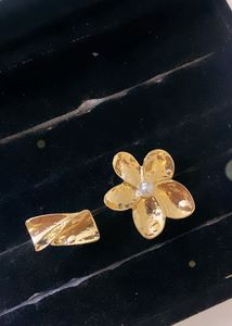 Chunky Gold Flower &amp; Abstract Ring Set