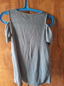Grey Cold Shoulder T-Shirt