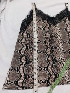 Snake Print Lace Trim Cami Top