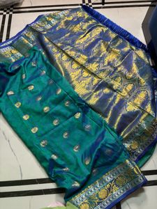 Stunning Teal and Blue Silk Saree