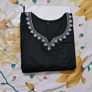 Stylish Black Embroidered short kurti