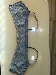 BERSHKA Wash Denim Corset Top