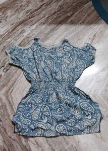 Blue Paisley Cold Shoulder Dress