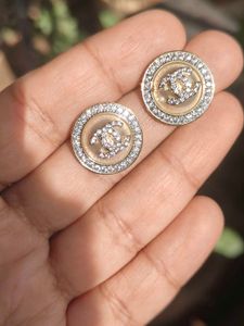 Elegant CC Pearl Stud Earrings