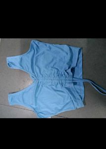 Blue Drawstring Crop Top