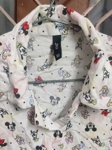 Mickey Mouse Print Button-Up Shirt