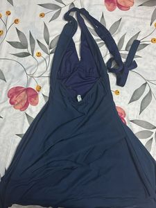 Chic Navy Halter Neck Dress