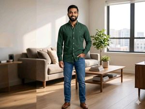 Men's Solid Green Casual Shirt