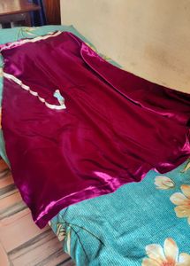 Elegant Black Crop Top &amp; Fuchsia Skirt Set