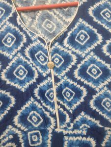 Blue Geometric Print Anarkali Kurta