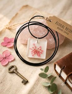 Boho Resin Floral Pendant Necklace