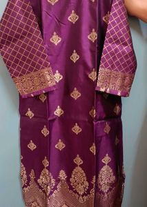 Purple Banarasi Silk Kurta Set