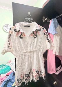 Embroidered White Tunic Top