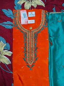 Orange &amp; Teal Embroidered Suit + Free Delivery 🚚