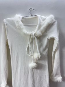 Cute White Pompom Dress