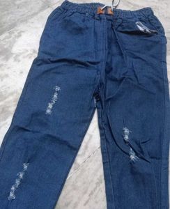 Distressed Denim Joggers