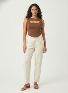 Cut Out Brown Corset Top