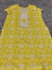 New Yellow Printed Kurta Set with Dupatta