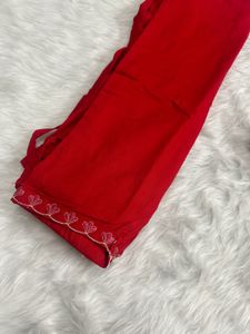 Red Embroidered Kurta with pant